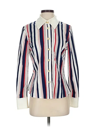 Pre-owned St John Long Sleeve Button Down Shirt In White