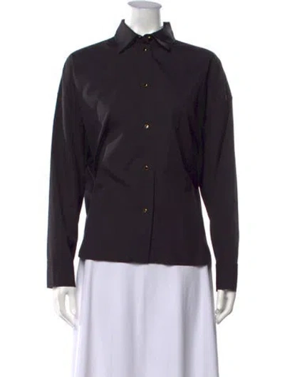 Pre-owned St John Long Sleeve Button-up Top In Black