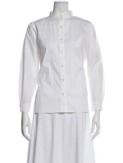 Pre-owned St John Long Sleeve Button-up Top In Neutral