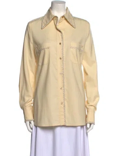 Pre-owned St John Long Sleeve Button-up Top W/ Tags In Neutral