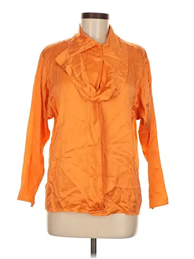 Pre-owned St John Long Sleeve Silk Top Orange Cowl Neck Tops