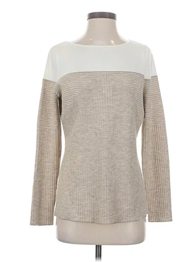 Pre-owned St John Long Sleeve Top Gray Boatneck Tops