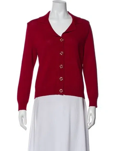 Pre-owned St John Long Sleeve Top In Red