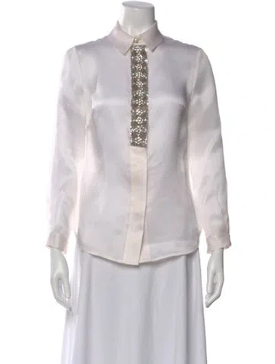Pre-owned St John Long Sleeve Top In White