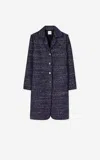 St John Lurex Bouclette Tweed Long Jacket In Blue