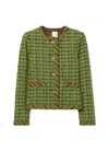 St John Lurex Eyelash Tweed Jacket In Cypress/moss Multi