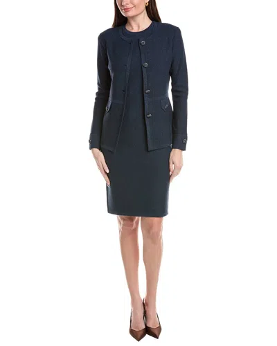 St John St. John Lurex Pique Jacket In Blue