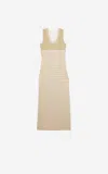 St John Lurex Pointelle Knit Gown In Brown