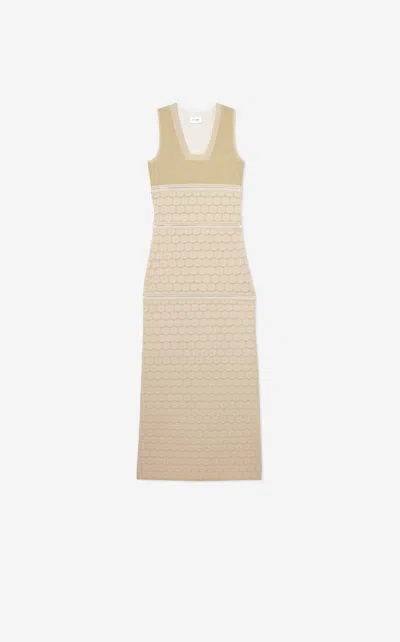 St John Lurex Pointelle Knit Gown In Brown