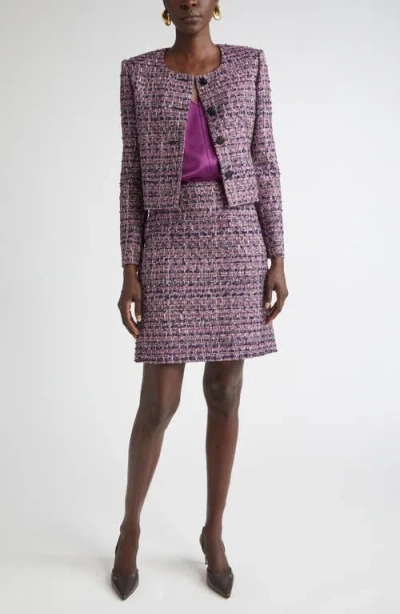 St John St. John Lurex Tape Tweed Skirt In Purple