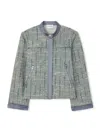 St John Lurex Tweed Jacket In Slate Multi