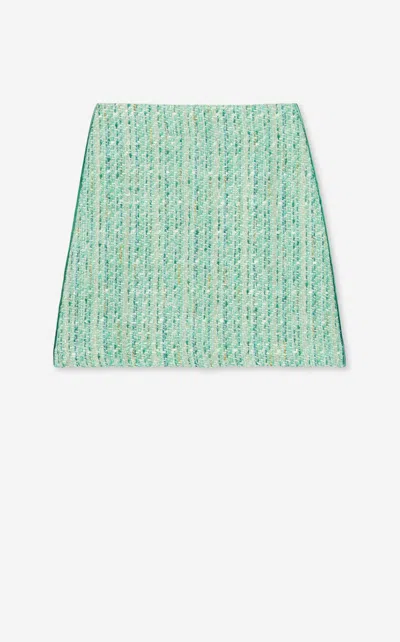 St John Lurex Tweed Short Skirt In Green