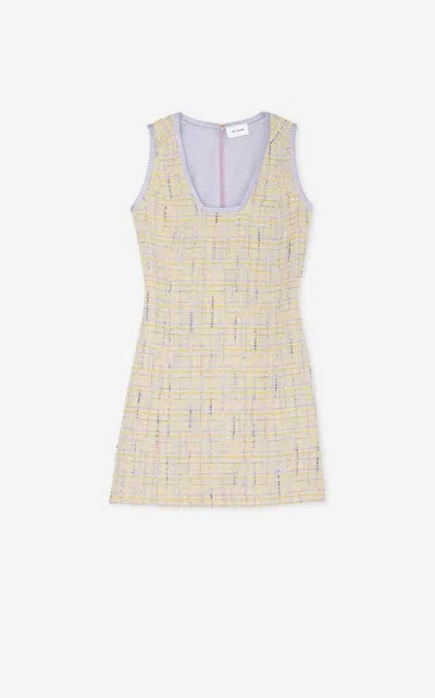 St John Lurex Tweed V-neck Dress In Neutral
