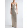 St John St. John Luxe Sequin Gown In Silver
