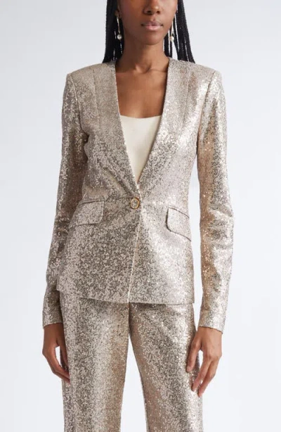 St John St. John Luxe Sequin Inset Shawl Jacket In Gold