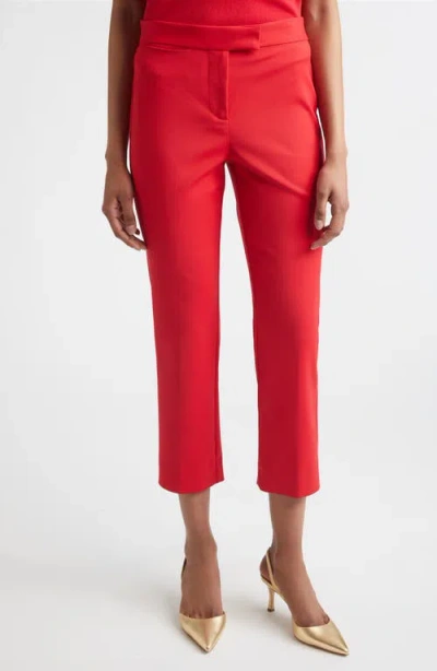 St John St. John Luxe Twill Crop Pants In Red