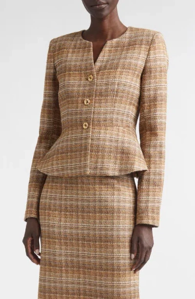 St John St. John Margaret Gilded Tweed Peplum Jacket In Multi