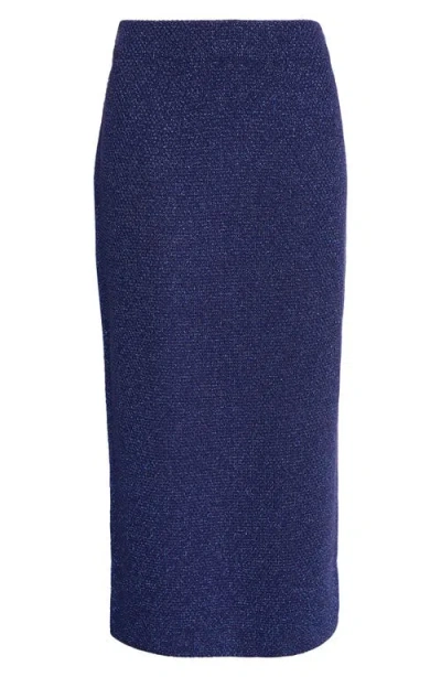 St John St. John Margot Metallic Sweater Skirt In Blue