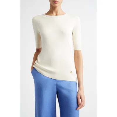 St John St. John Marlie Short Sleeve Silk & Cotton Sweater In Neutral
