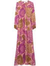 St John Long Sleeve Poppy Print Dress In Rosa