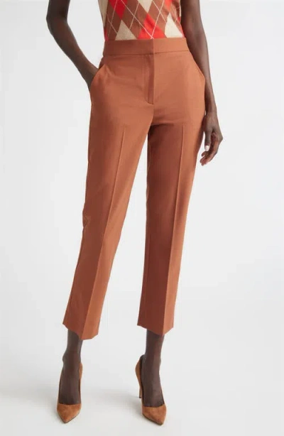 St John St. John Mélange Wool Blend Stretch Twill Crop Pants In Brown