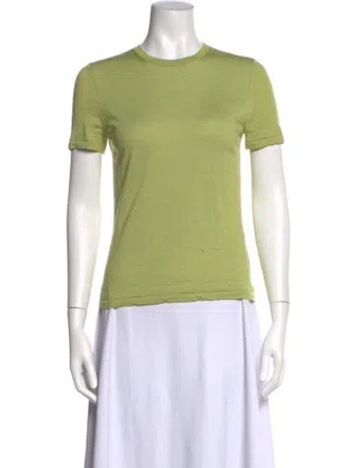 Pre-owned St John Merino Wool Crew Neck T-shirt In Green