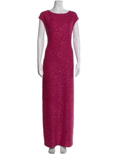 Pre-owned St John Merino Wool Long Dress In Pink