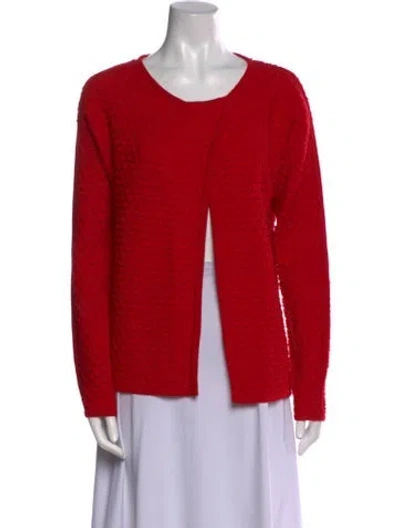 Pre-owned St John Merino Wool Scoop Neck Sweater In Red