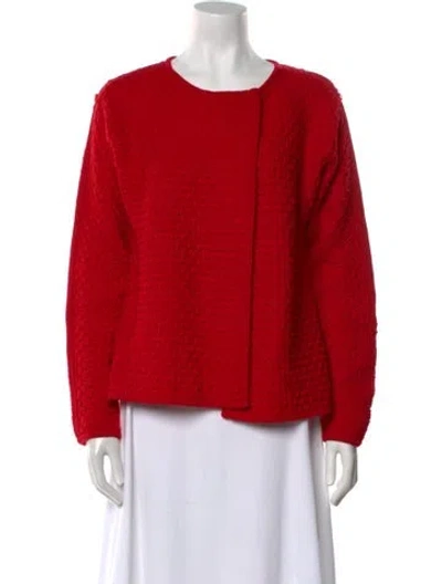 Pre-owned St John Merino Wool Scoop Neck Sweater In Red