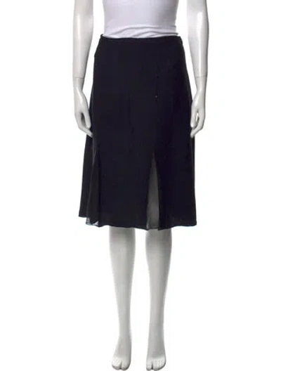 Pre-owned St John Mesh Accents Knee-length Skirt In Blue