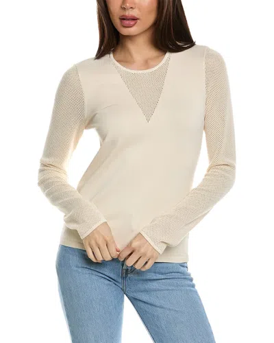 St John Mesh Knit Sweater In Beige