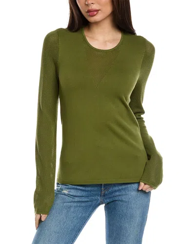 St John Mesh Knit Sweater In Green