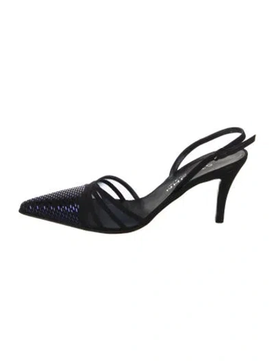 Pre-owned St John Mesh Mesh Accents Slingback Pumps In Blue