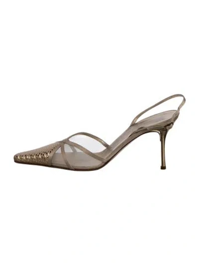 Pre-owned St John Mesh Slingback Pumps In Neutral