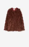 St John Metallic And Sequin Faux Fur Jacket In Brown
