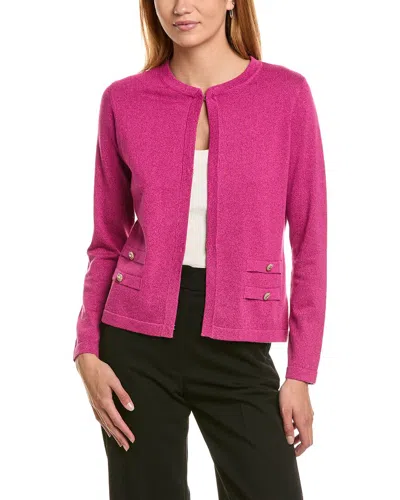 St John St. John Metallic Crewneck Sweater In Pink