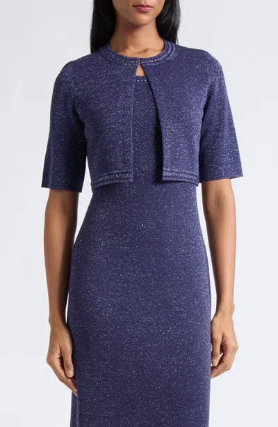St John St. John Metallic Double Face Knit Jacket In Midnight Metallic Multi