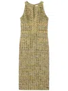 St John Metallic Tweed Dress In Green