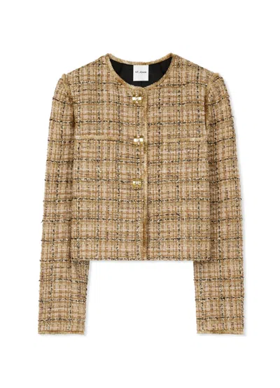 St John Metallic Multi Tweed Jacket In Gold/canyon Multi