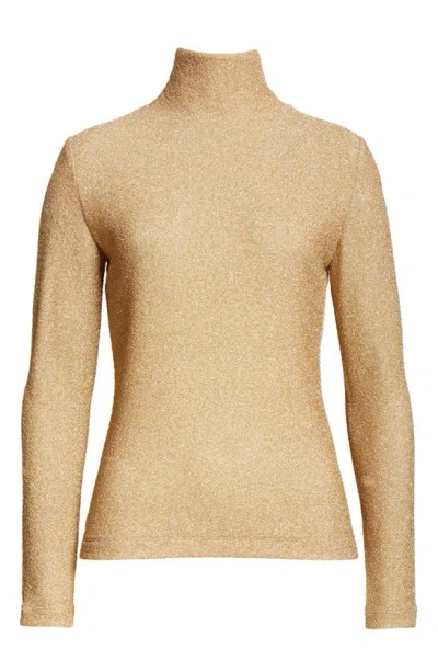 St John Metallic Turtleneck Jumper In Gold