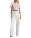 St John St. John Collection Metallic Tweed Short Sleeve Crop Jacket In Camellia/rose Lurex Multi