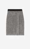 St John Metallic Tweed Houndstooth Skirt In Blhu