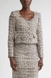 St John St. John Metallic Tweed Jacket In Multi