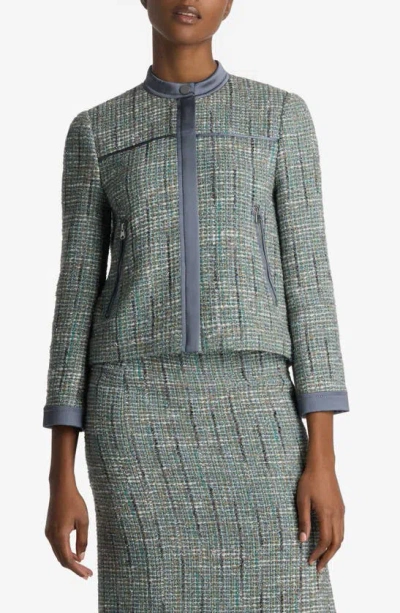 St John Lurex Tweed Jacket In Slate Multi