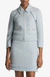 St John Textured Multi Tweed Jacket In Blue White