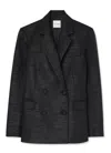St John Metallic Twill Jacket In Black/black