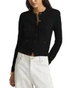 St John St. John Collection Microsequin Cotton Blend Cardigan In Black