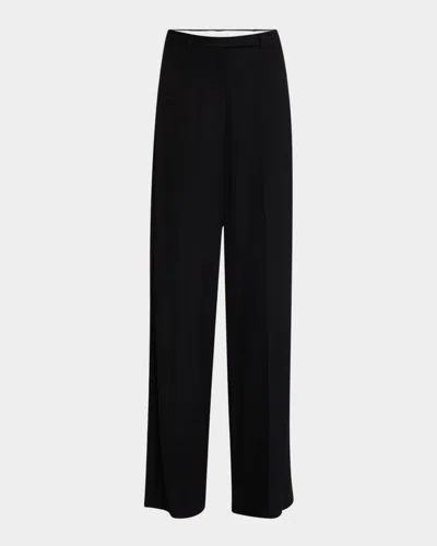 St John Mid-rise Stretch Drapey Twill Straight-leg Pants In Black