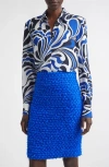 St John St. John Midcentury Scroll Button-up Shirt In Blue