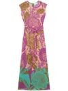 St John St. John Collection California Poppy Metallic Fil Coupé Midi Dress In Violett